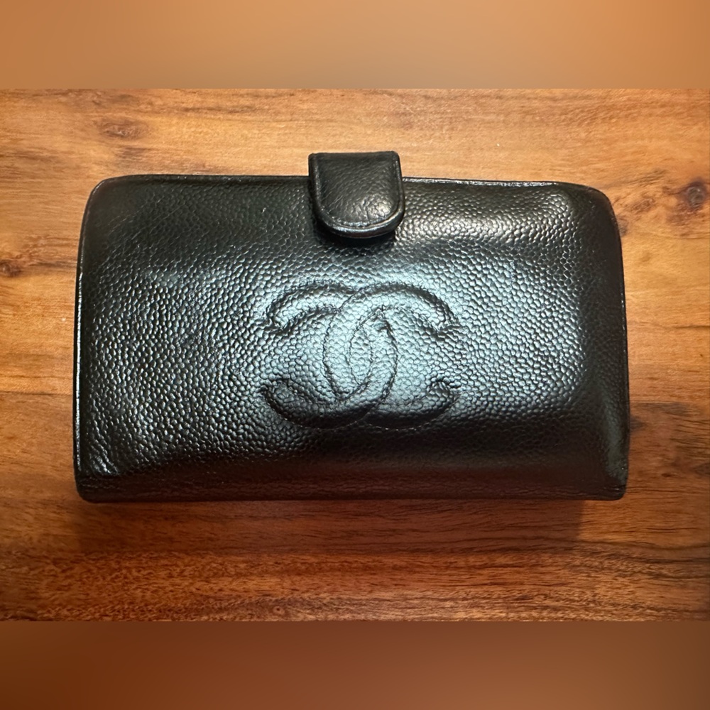 Chanel Caviar Black Leather Wallet